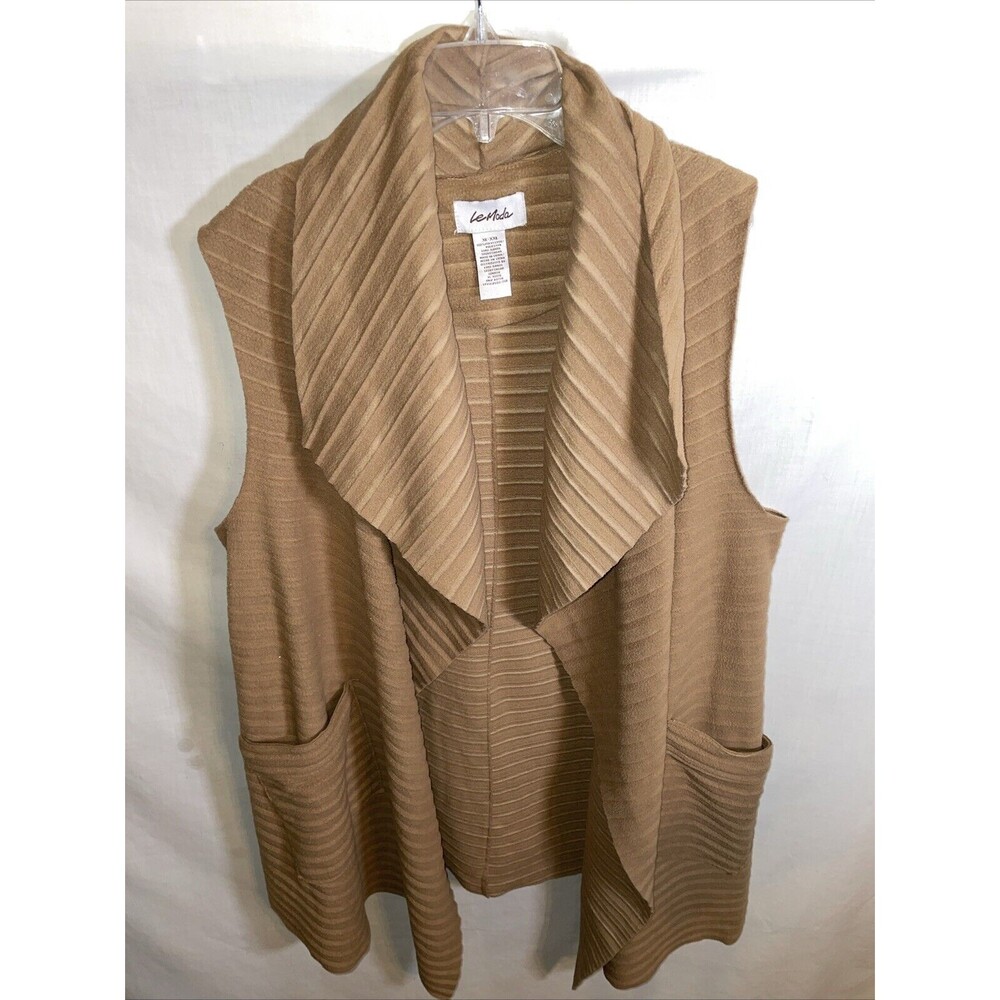 Le Moda Women’s Open Cardigan Size XL Tan Going Out Party Fall